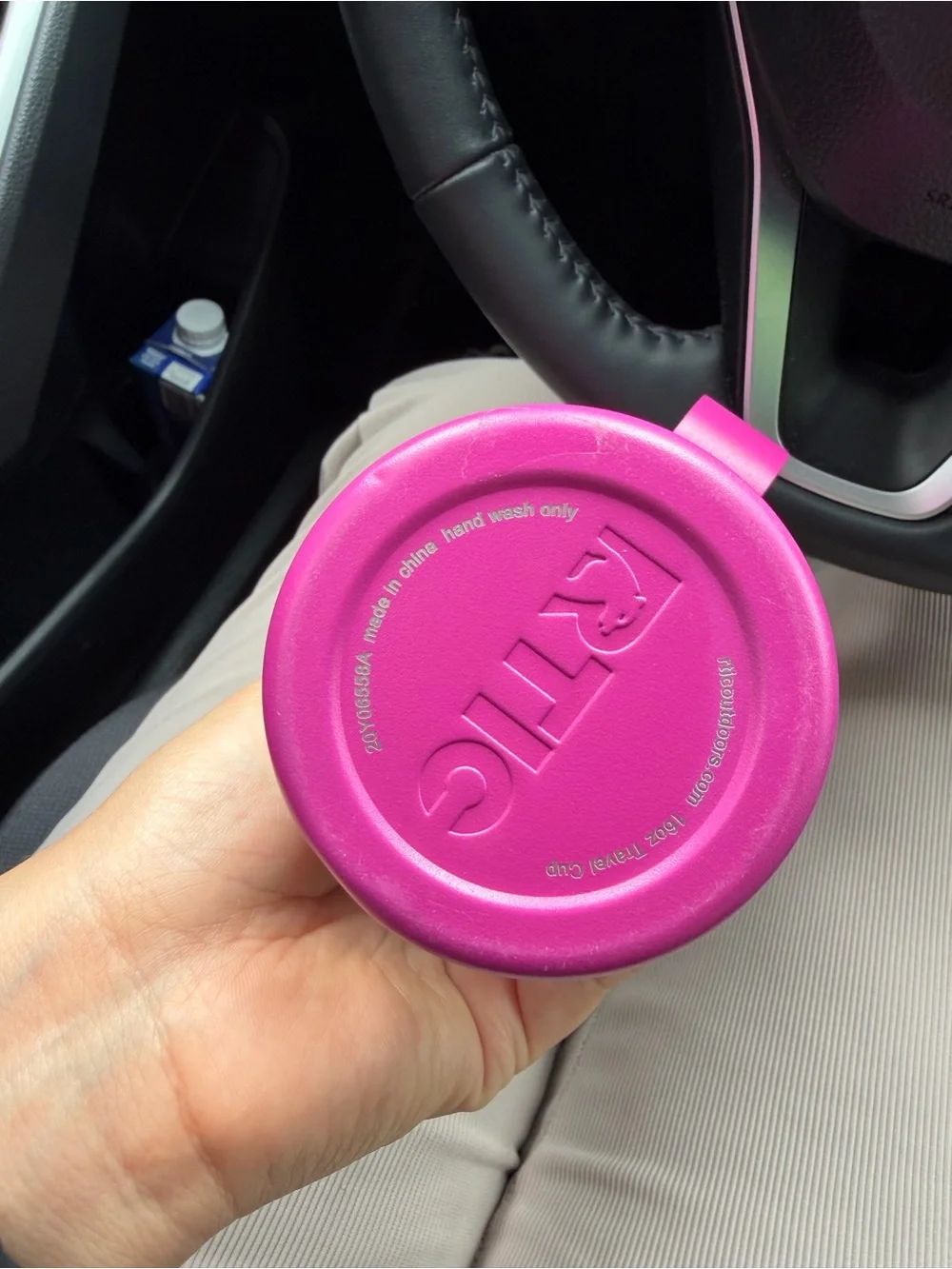 Bright Pink RTIC Stainless Travel Mug with Handle